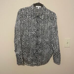 MILLY BLACK GRAY GOLD LEOPARD SHEER BLOUSE SIZE SMALL OR‎ P
